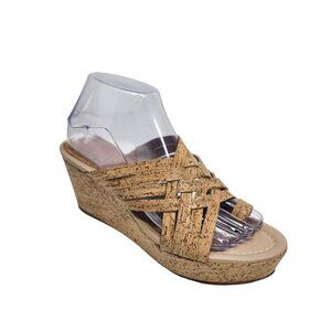 Donald J. Pliner Flore Natural Cork Wedge Sandals Women's Size 8